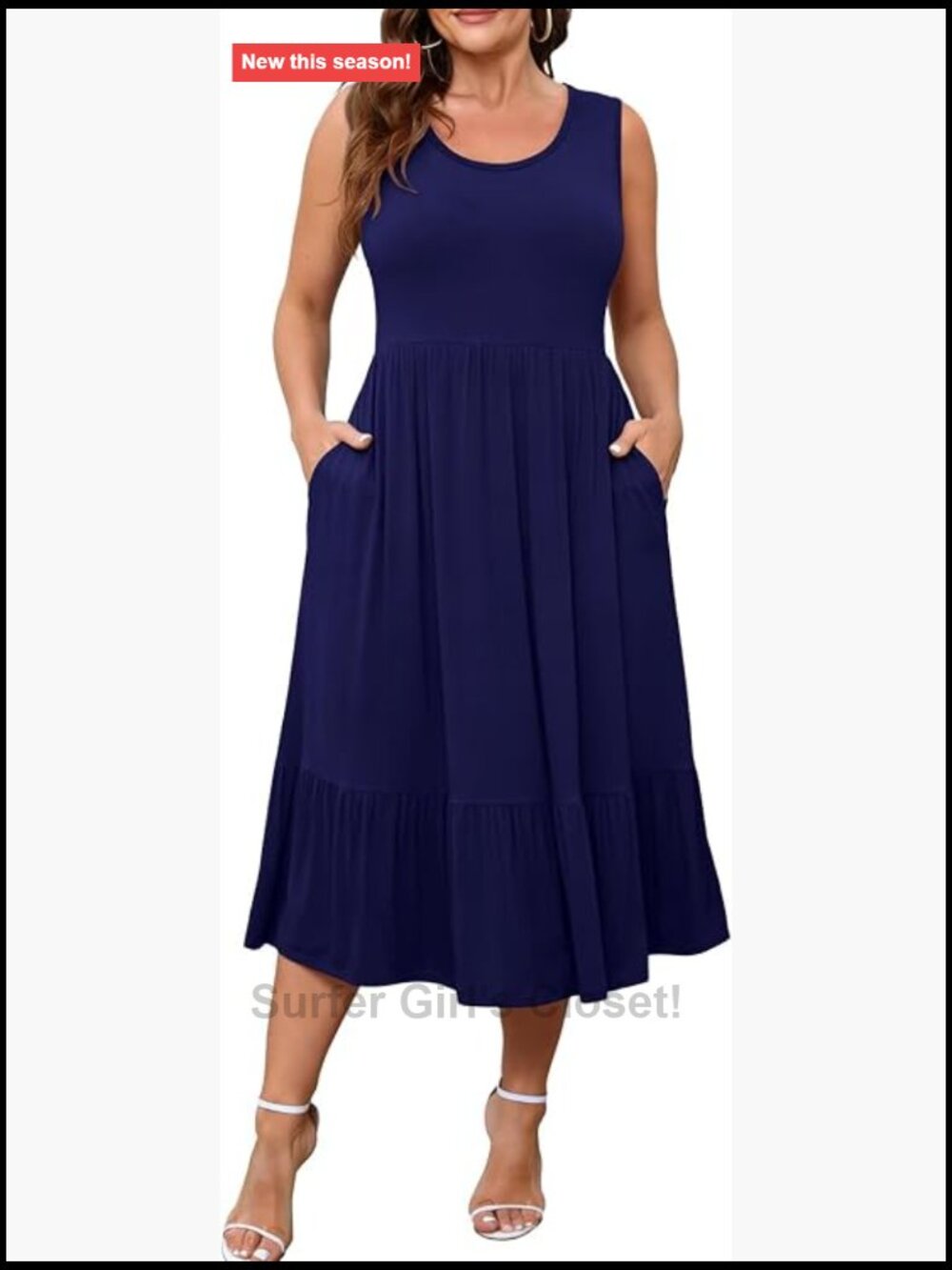 Plus Size Maxi Dress Sleeveless Sundress with Pockets Casual Summer Beach